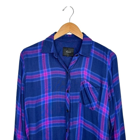 Rails Womens Taitum Plaid Button Up Long Sleeve Shirt Size XS Blue Ultra Violet - Picture 3 of 7